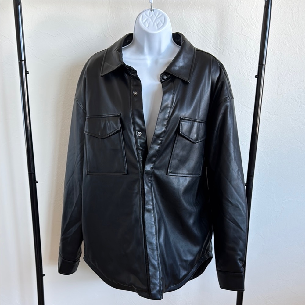 Good American Faux Leather Shacket